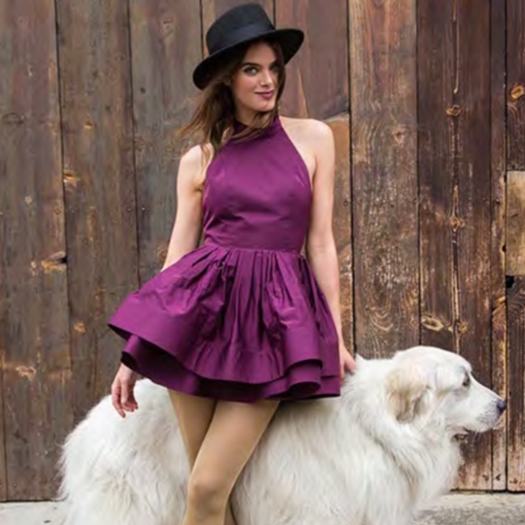 Pema Backless Cocktail Party Dress in Eggplant by VAUTE - Picture 2 of 6
